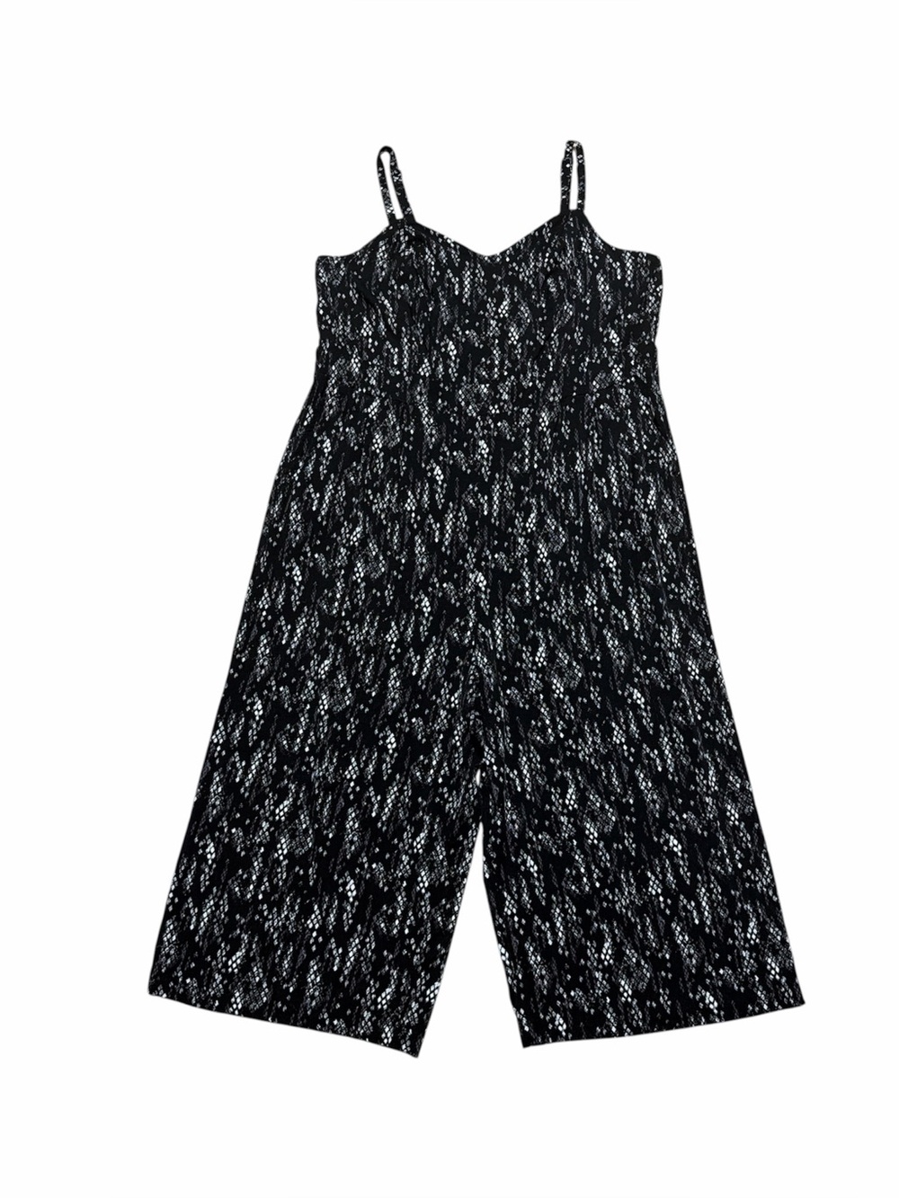 Torrid Challis Culotte Jumpsuit Women’s 3X Black Snake Smocked Back Wide Leg
